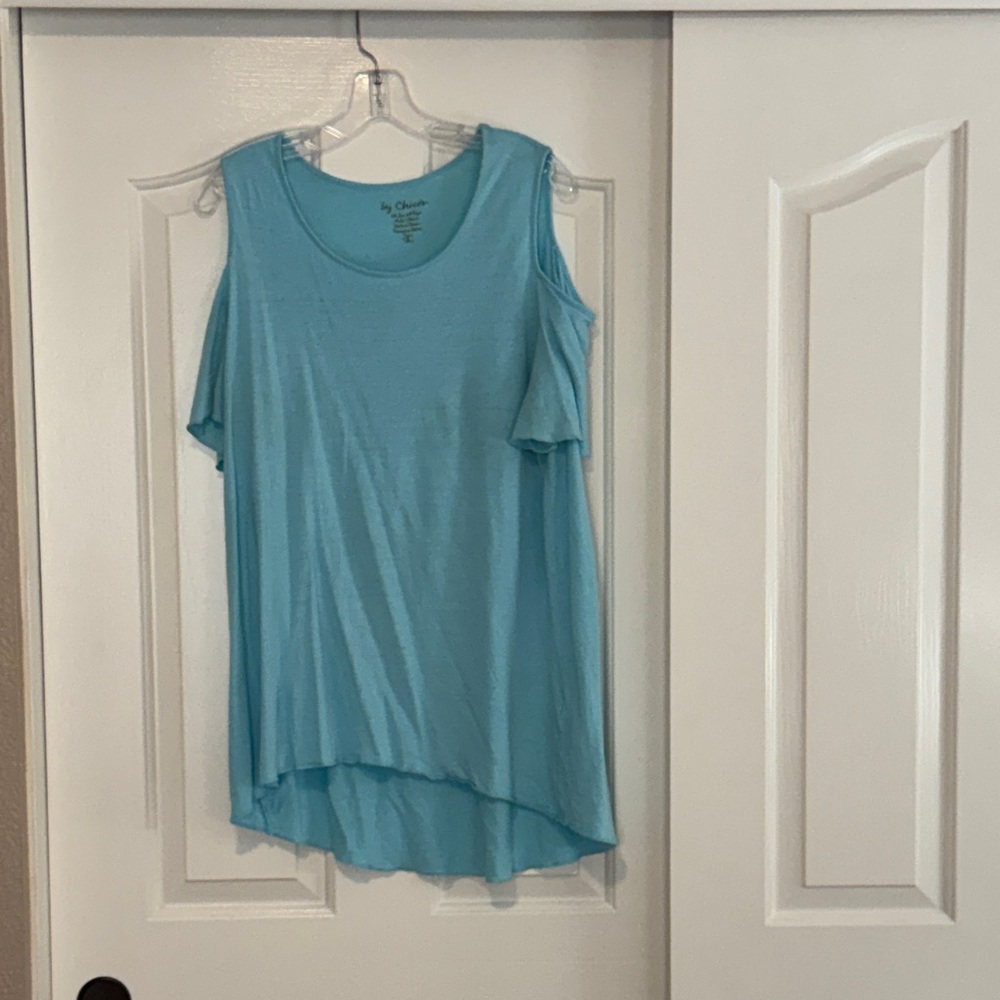 Chico's Light Blue Cold Shoulder Blouse